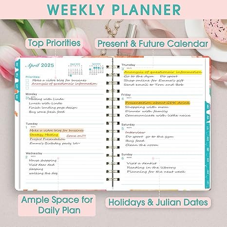 Ymumuda 8.4" X 6", Spiral Planner Notebook with Stickers