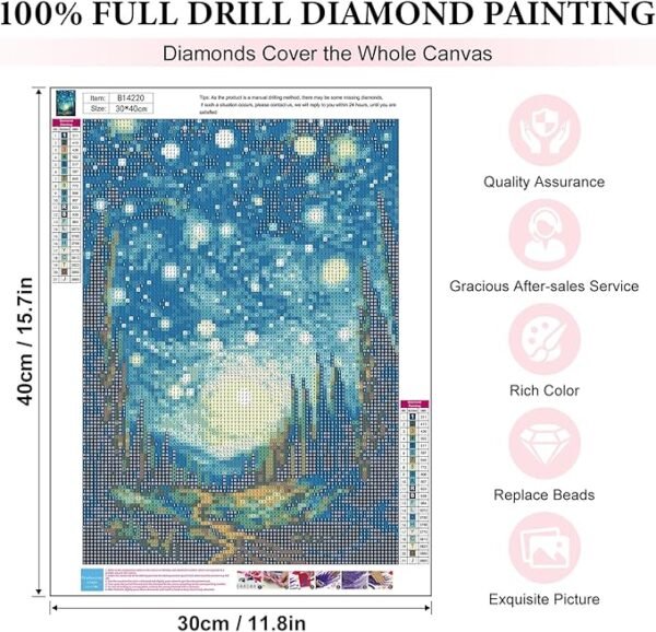 Starry Sky Diamond Art Kits for Adults, Forest Diamond Painting Kits with Round Diamonds