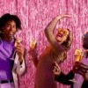 BOMSI 2 Pack Pink Backdrop Party Decorations Tinsel Curtain