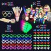 280 PCS Glow in the Dark Party Supplies 20 PCS Foam Glow Sticks 20 PCS LED Glasses 40 PCS Finger Lights 200 PCS Glow Sticks