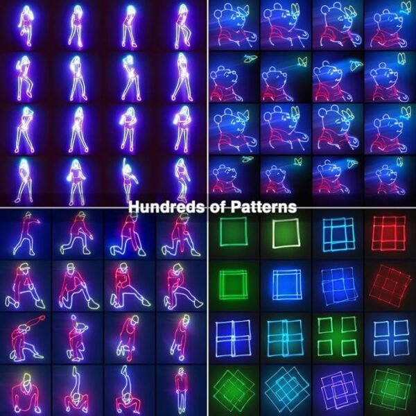 DJ Laser Party Lights, 3D Animation RGB Laser Stage Lighting, DMX512 Music Sound Activated Disco Projector Lights