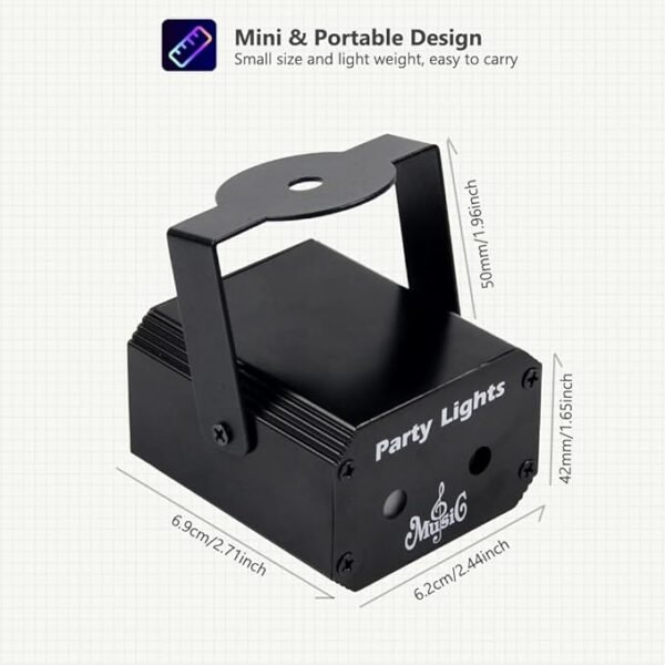 Disco Lights, Party Decorations Lights, USB Mini Sound Activated DJ Lights with Remote Control, Projector Strobe Lamp