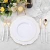 WDF 100pcs Gold Plastic Plates,50Plastic Dinner Plates 10.25inch, 50Salad Plates 7.5inch