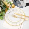 350pcs Gold Plastic Plates-Disposable Plastic Dinnerware Set