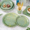 Whaline 175Pcs Sage Green Plates Cups and Napkins,Serve 25 Guests
