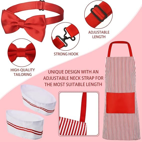 SATINIOR 16 Pcs Adult Waiter Costume Hot Dog Soda Jerk Movie Night Waiter
