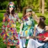 70s Hippie Dress Costumes Necklace Earrings Sunglass