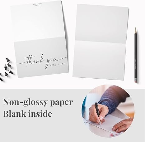Thank You Cards with Kraft Envelopes and Matching Stickers, Bulk Pack of 100, 4x6 Inch Minimalistic Design