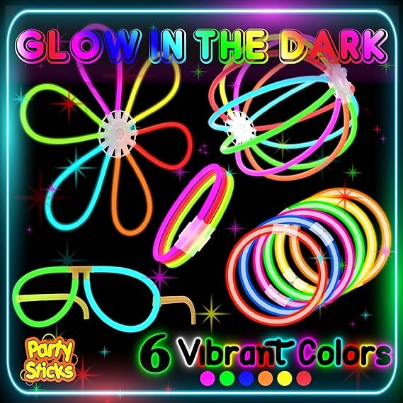 PartySticks Bulk Party Supplies 205 Piece Glow in The Dark 100 Glow Sticks with Eye Glasses
