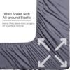 HYPREST Deep Pocket Queen Sheets,Rayon Derived from Bamboo, Grey Bed Sheets Fits 18"-24