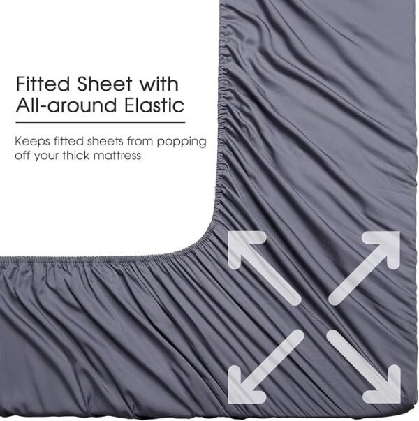 HYPREST Deep Pocket Queen Sheets,Rayon Derived from Bamboo, Grey Bed Sheets Fits 18"-24