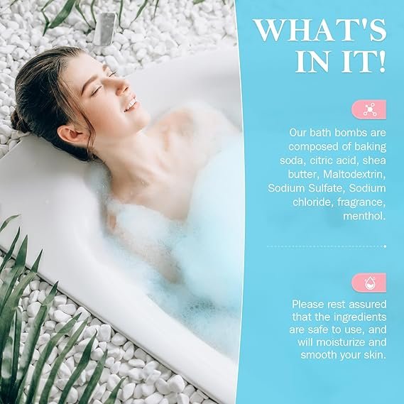 Bath Bombs Set, 7 Packs Bubble Fizzies Relaxation with Shea Butter