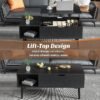 Sweetcrispy Coffee Table Black, Lift Top Coffee Tables for Living Room