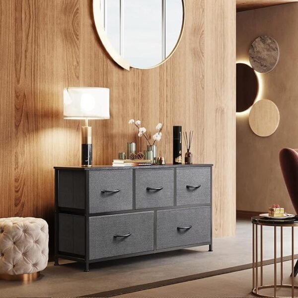 WLIVE Dresser for Bedroom with 5 Drawers, Wide Chest of Drawers