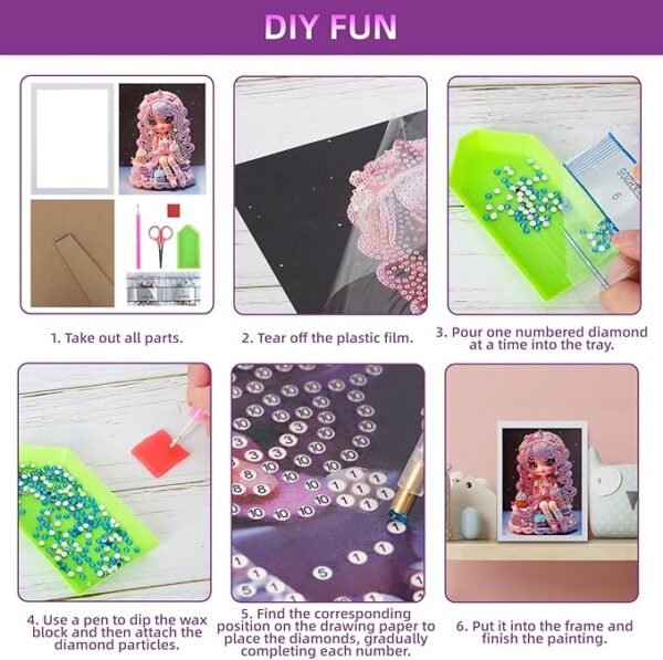 5D Diamond Painting Kits, Gem Art for Kids DIY Paint-by-Number Kits with Frame Arts and Crafts