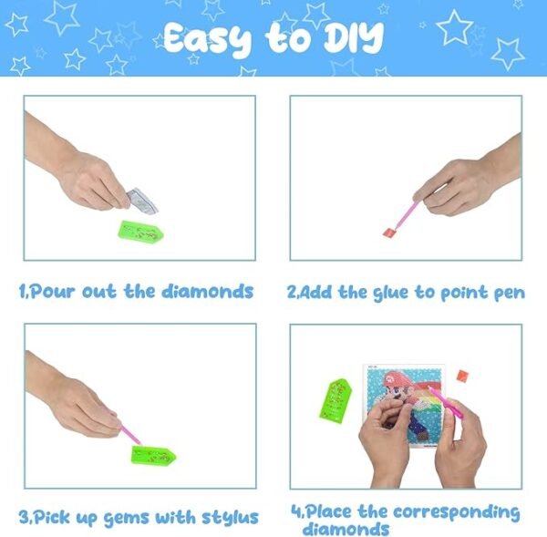 4 Pack Diamond Art Painting Kits for Kids - Arts and Crafts for Kids Ages 8-12