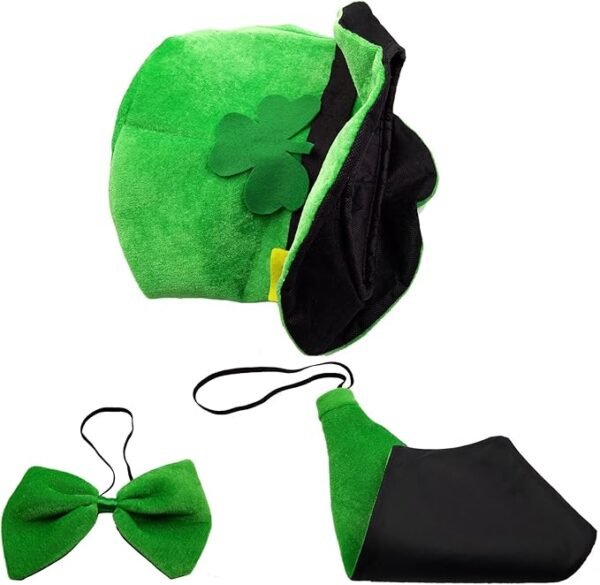4 CreepyParty St. Patrick's Day Party Costume Suit Hat, Bow, Bow Tie, Beard, Scarf