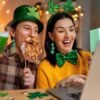 St Patricks Day Earrings, Green Shamrock Dangle Earrings for Women