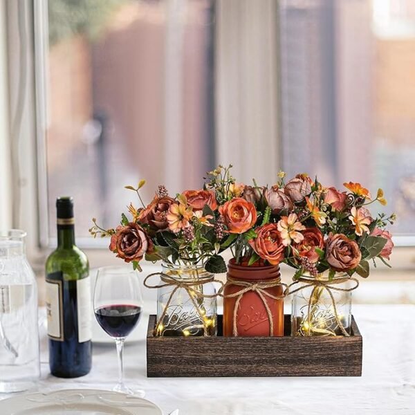 3 Pcs Mason Jar Centerpiece Table Decorations for Dining Table Decor Farmhouse Coffee Table