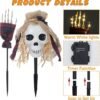 3 Pcs Halloween Pathway Lights Outdoor, 30 LEDs Halloween Skull and Arms Stake Lights