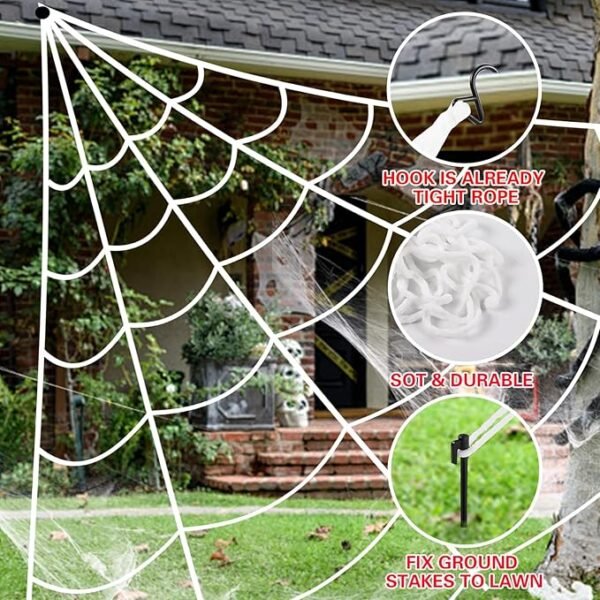 4 Qicodu 200" Halloween Spider Web + 79'' Giant Spider