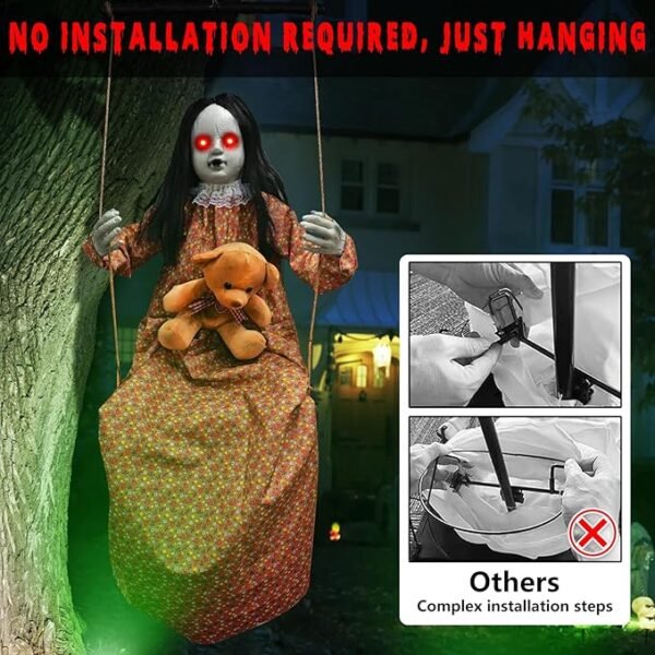 Axcoix Hanging Swinging Doll Girl with Sound & Slap Activated