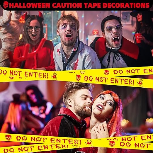 BHYTAKI 2 Rolls 1.9inch x 82Feet Scary Hazard Warning Tape
