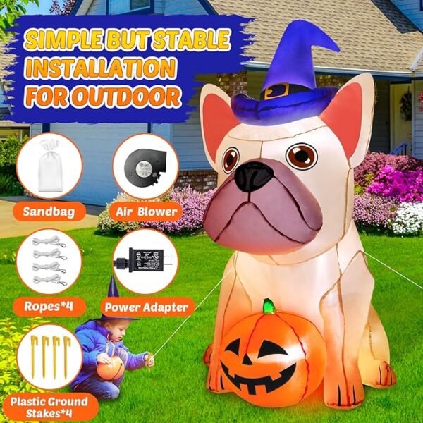 Zukakii 5Ft LEDs Blow Up Yard Pumpkin with Witch Hat