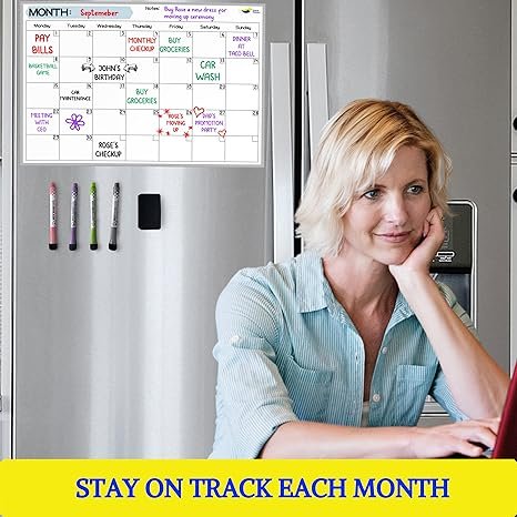 4 Quick Canary Monthly Calendar Whiteboard for Fridge 17x12