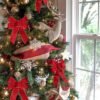 BUVANE 6PCS Red Christmas Velvet Bows, 9" x 12" Christmas Wreath Bow with Golden Edged