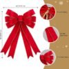 6 Pcs Red Christmas Bows Outdoor Decorations - 16”x24” Large Velvet Wreath