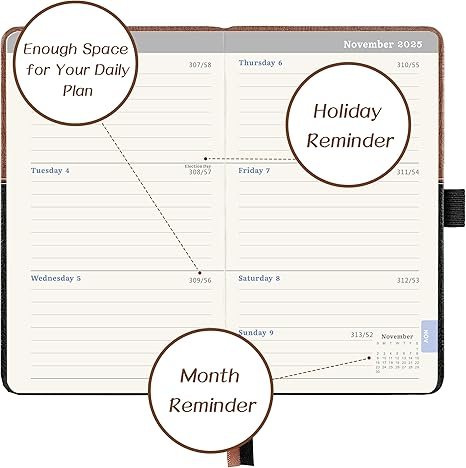 Lemome , Small Pocket Planner for Purse with Elastic Closure