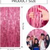 BOMSI 2 Pack Pink Backdrop Party Decorations Tinsel Curtain