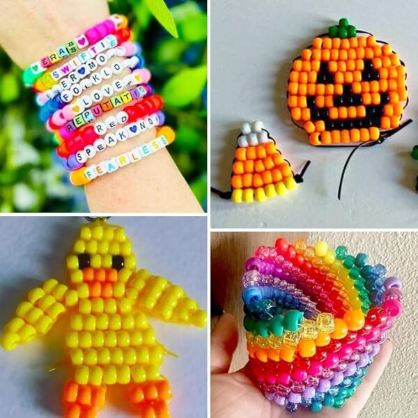 Pony Beads, 48 Colors Bracelet Making Kit, 6x9mm Beads for Bracelets with Elastic Strings