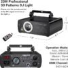 DJ Laser Party Lights, 3D Animation RGB Laser Stage Lighting, DMX512 Music Sound Activated Disco Projector Lights