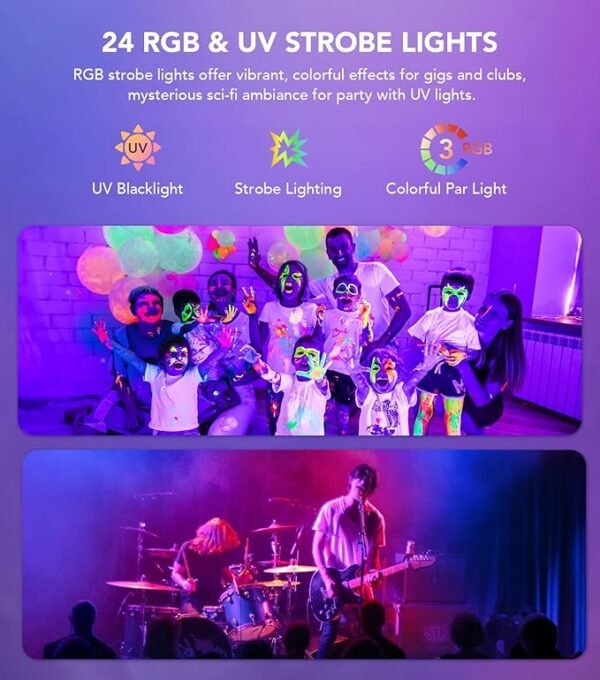 DJ Lights for Parties, Pro 6 in 1 DMX & Sound Activated Laser Light Show Machine with Disco Ball Light, RGBW & UV Strobe Party Lights