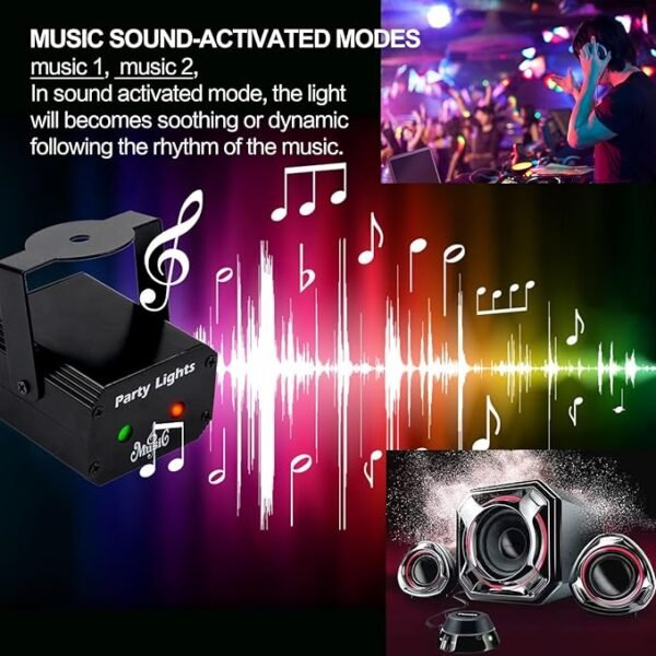 Disco Lights, Party Decorations Lights, USB Mini Sound Activated DJ Lights with Remote Control, Projector Strobe Lamp