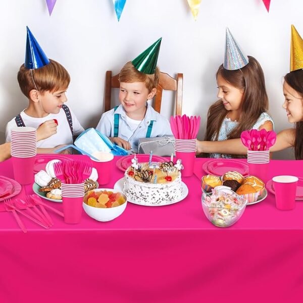 Kochorie 169 Pieces Hot Pink Party Supplies Disposable Dinnerware Set,Serve 24 Guests