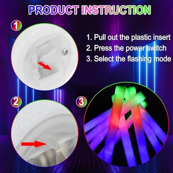 68PCS Foam Glow Stick Bulk,Light Sticks for Parties Bulk with 3 Modes Colorful Flashing