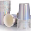175Pcs Iridescent Party Decorations-Silver party Plates and Cups and Napkins Sets