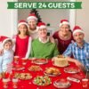 Christmas Plates Disposable Party Set, 189pcs Christmas Tableware, Serve 24, Red