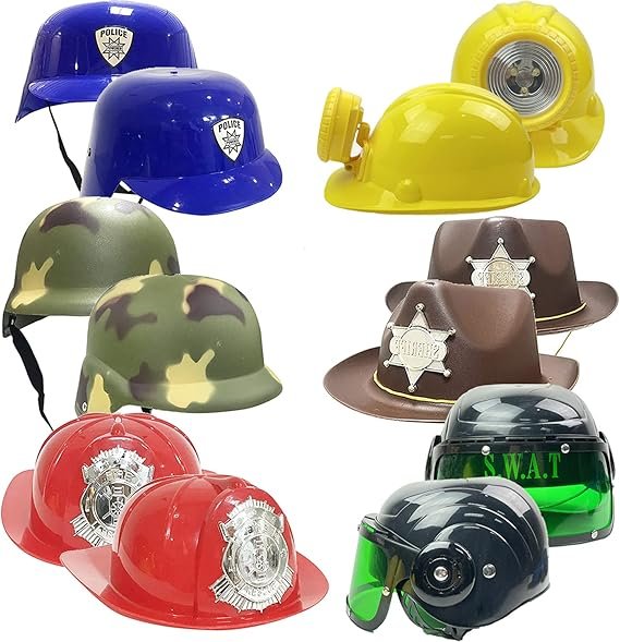Liberty Imports 6 PACK - Dress Up Pretend Career Role Play Hard Hats & Helmets