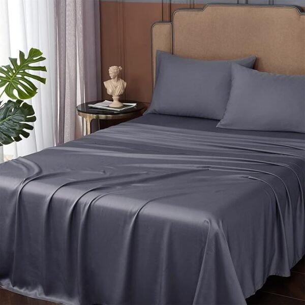 HYPREST Deep Pocket Queen Sheets,Rayon Derived from Bamboo, Grey Bed Sheets Fits 18"-24