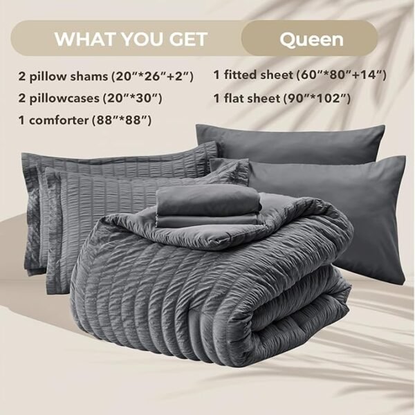 Queen Comforter Set Seersucker 7 Pieces