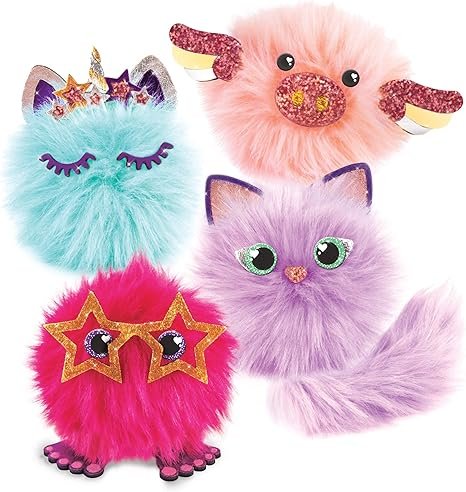 Make It Real DIY Cuddle Mob Kit - Create 4 Adorable Pom Pom Characters with 36 Pieces