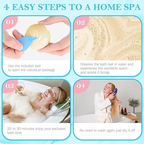 Bath Bombs Set, 7 Packs Bubble Fizzies Relaxation with Shea Butter