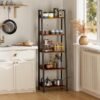 Furologee 5-Tier Ladder Shelf, Ladder Bookshelf with Removable Drawer, Rustic Bookcase Storage Rack Organizer