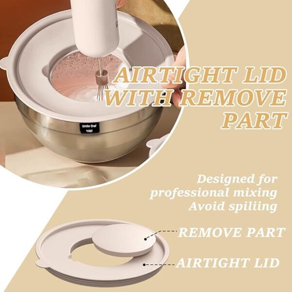 Mixing Bowls with Airtight Lids Set, 26PCS Stainless Steel Khaki Bowls