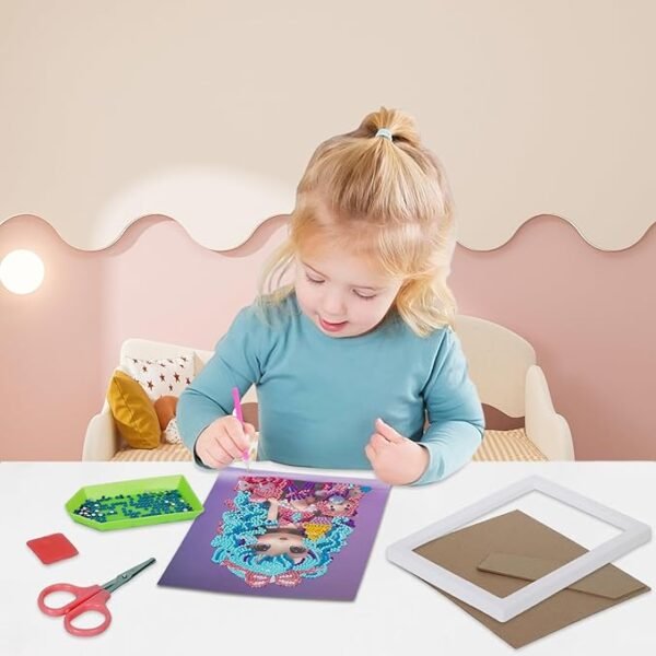 Ice Cream Girl Diamond Painting Kits, 5D Gem Art for Kids DIY Paint-by-Number Kits with Frame Arts and Crafts
