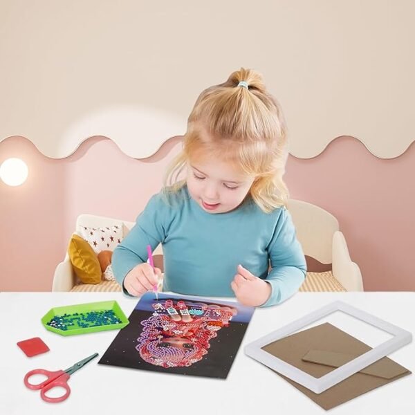5D Diamond Painting Kits, Gem Art for Kids DIY Paint-by-Number Kits with Frame Arts and Crafts